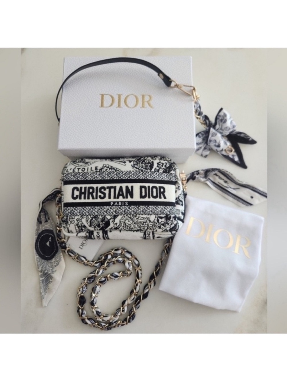 Dior Black & White Logo Toile Crossbody Bag